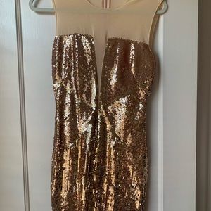 Bebe rose gold sequin mini dress for NYE